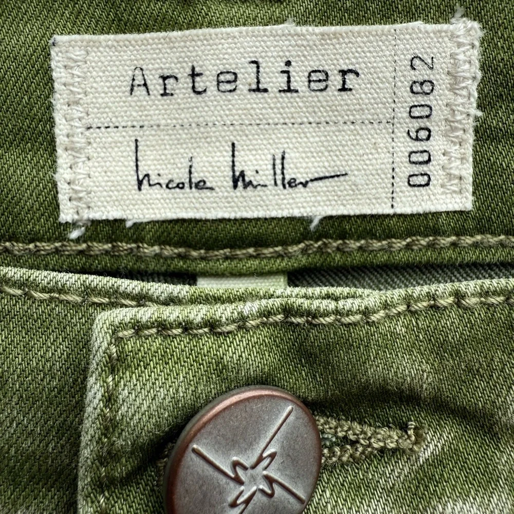 Nicole Miller Artelier Green Flare Jeans Size 27 - Picture 3 of 11